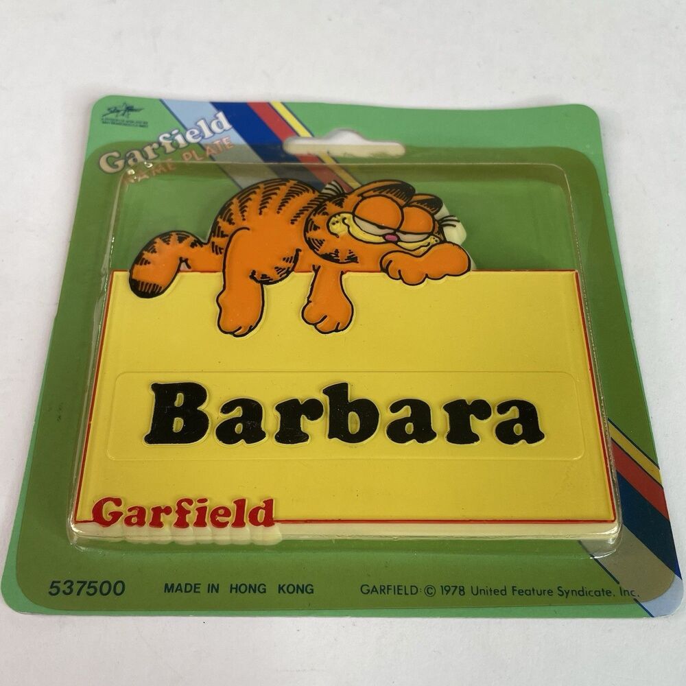 NEW Vintage Garfield Name Plate Barbara 1978 RARE, Sealed, Yellow